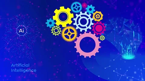 Artificial intelligence, augment reality, brain wheel, ideas, gears Vídeo Stock 144857418