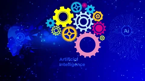 Artificial intelligence, augment reality, brain wheel, ideas, gears Vídeo Stock 144857419
