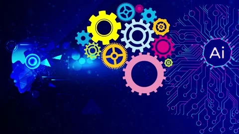 Artificial intelligence, augment reality, brain wheel, ideas, gears Vídeo Stock 144857421