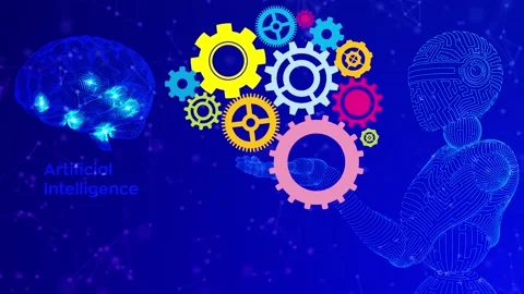 Artificial intelligence, augment reality, brain wheel, ideas, gears Vídeo Stock 144857427