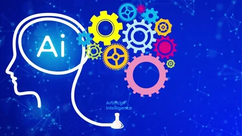 Artificial intelligence, augment reality, brain wheel, ideas, gears Vídeo Stock 144857432
