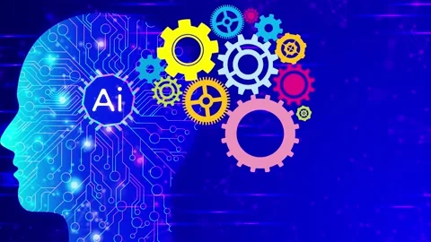 Artificial intelligence, augment reality, brain wheel, ideas, gears Vídeo Stock 144857433