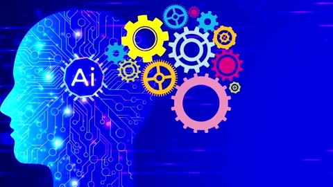 Artificial intelligence, augment reality, brain wheel, ideas, gears Vídeo Stock 144857435