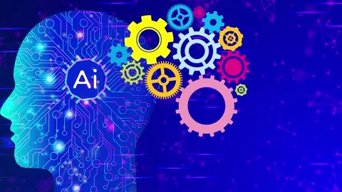 Artificial intelligence, augment reality, brain wheel, ideas, gears Vídeo Stock 144857439