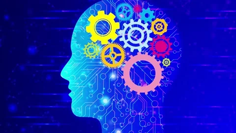 Artificial intelligence, augment reality, brain wheel, ideas, gears Vídeo Stock 144857442