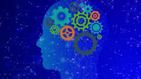 Artificial intelligence, augment reality, brain wheel, ideas, gears Vídeo Stock 144857446