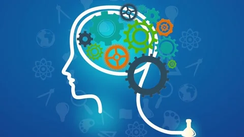 Artificial intelligence, augment reality, brain wheel, ideas, gears Vídeo Stock 144857448