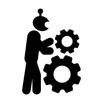 Artificial Intelligence Automation Gear Process Robotics Pictogram Icon Illustrazione stock