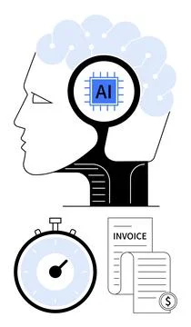 Artificial Intelligence in Automation Streamlining Processes and Enhancing Stock Illustration