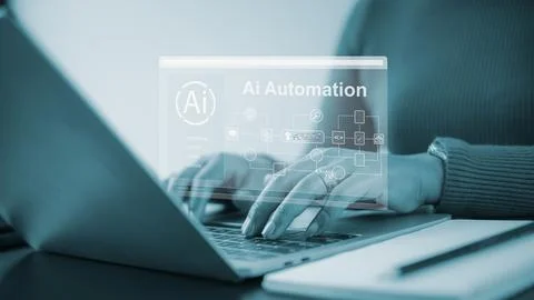 Artificial intelligence automation technology.Digital transformation busine.. 写真素材