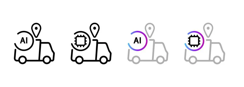 Artificial intelligence autonomous driving and smart logistics icon Stock Illustration