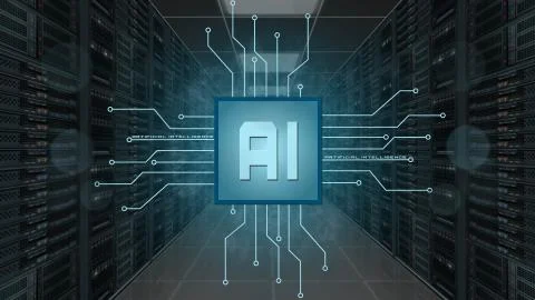 Artificial intelligence background - Abstract concept of cyber technology Illustrazione stock