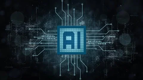 Artificial intelligence background - Abstract concept of cyber technology Illustrazione stock