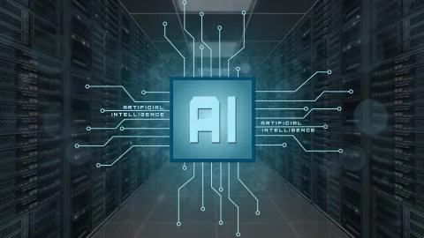 Artificial intelligence background - Abstract concept of cyber technology Illustrazione stock
