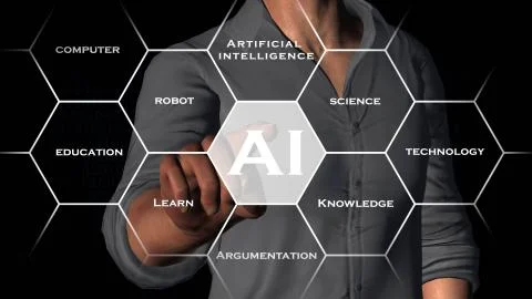 Artificial intelligence background - Abstract concept of cyber technology Stock Illustration