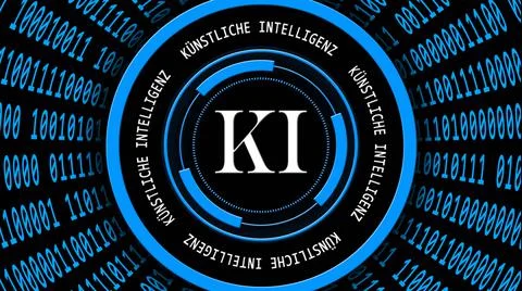 Artificial Intelligence background in blue - binary code in cylinder shape Illustrazione stock