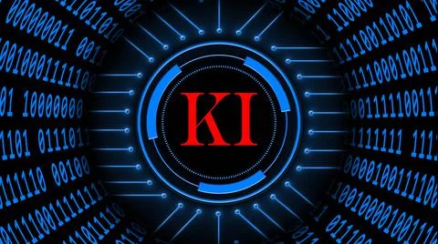 Artificial Intelligence background in blue - binary code in cylinder shape 스톡 일러스트