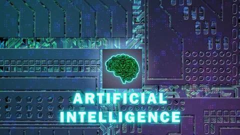 Artificial intelligence background with brain chipset icon Stock Illustration