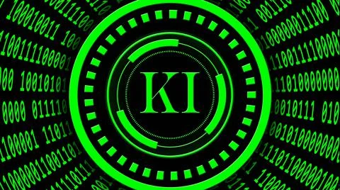 Artificial Intelligence background in green - binary code in cylinder shape 스톡 일러스트