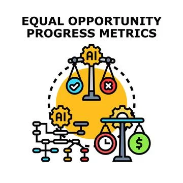 Artificial intelligence balancing equal opportunity and ethical progress Stock Illustration