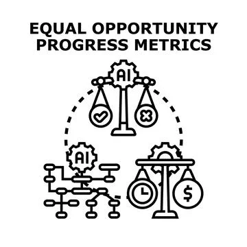Artificial intelligence balancing equal opportunity and ethical progress Stock Illustration