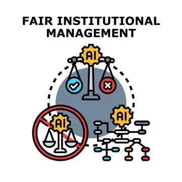 Artificial intelligence balancing fair institutional management decisions Stock Illustration