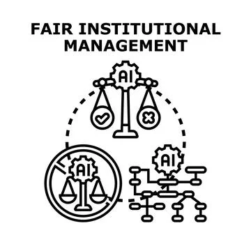 Artificial intelligence balancing fair institutional management decisions Stock Illustration