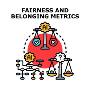 Artificial intelligence balancing fairness and ethics metrics Stock Illustration