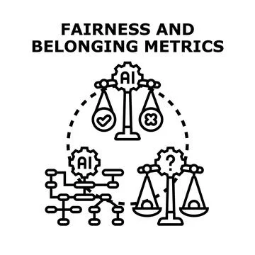 Artificial intelligence balancing fairness and ethics metrics Stock Illustration