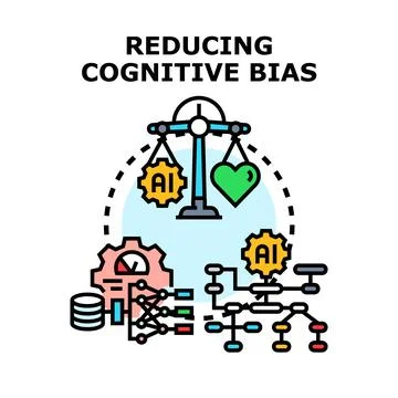 Artificial intelligence balancing human emotion reducing cognitive bias Stock Illustration