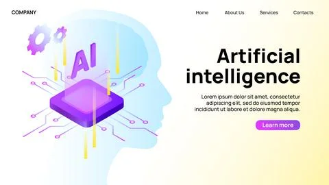 Artificial intelligence Banner. Creative Landing Website Page Stockillustratie