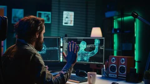 Artificial intelligence becoming sentient, flustering admin spamming keyboard Stock Photos