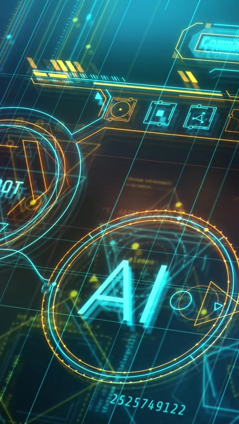 Artificial intelligence behind data processing in virtual space. Stock Footage 277367739