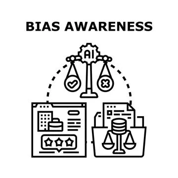 Artificial intelligence bias awareness concept illustration Illustrazione stock