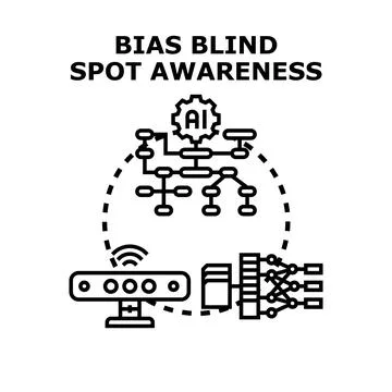 Artificial intelligence bias blind spot awareness concept Stock Illustration
