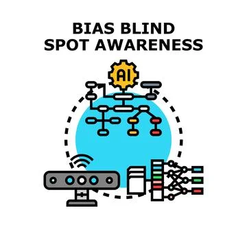 Artificial intelligence bias blind spot awareness concept Stock Illustration