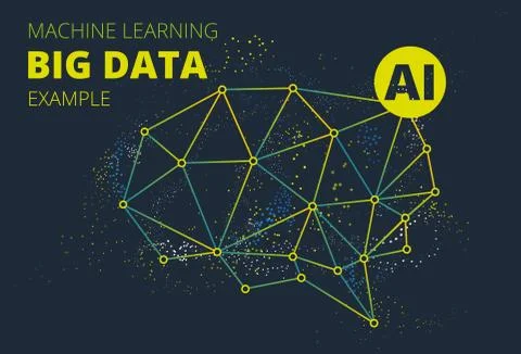 Artificial intelligence big data analysis. Technological digital background with イラスト素材