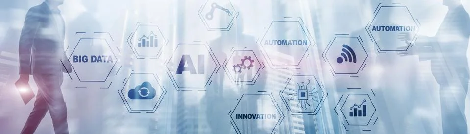 Artificial intelligence Big Data Automation Innovation universal background. Stock Photos