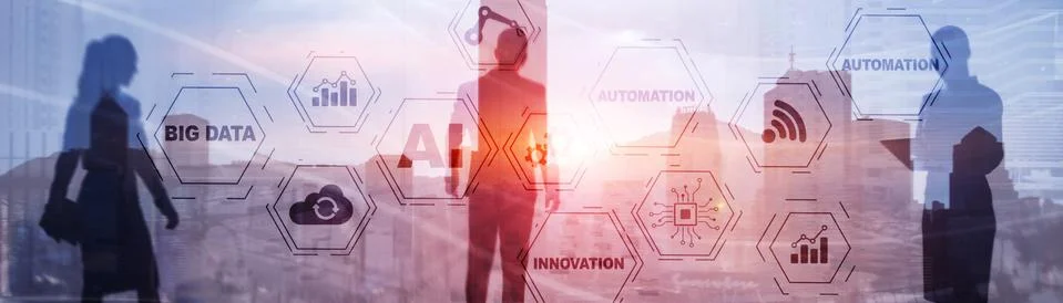 Artificial intelligence Big Data Automation Innovation universal background. Stock Photos