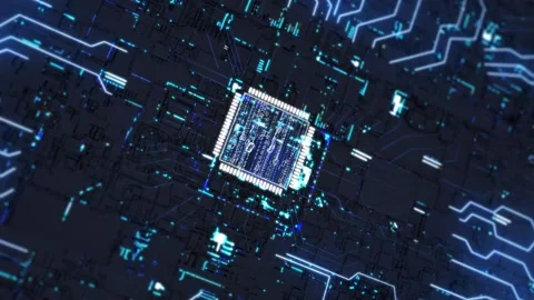 Artificial intelligence big data Internet CPU chip circuit board Stock Footage 159773548