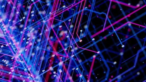 Artificial intelligence big data processing flow animation. Quantum computing Stock Footage 320062759