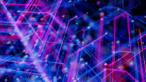 Artificial intelligence big data processing flow animation. Quantum computing Stock Footage 320174971