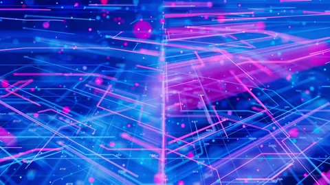Artificial intelligence big data processing flow animation. Quantum computing Stock Footage 320399154