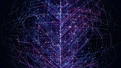 Artificial intelligence big data processing flow animation. Quantum computing Stock Footage 320890104