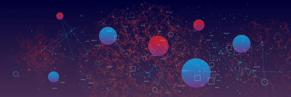 Artificial intelligence, big data visualization with plexus effect. Quantum Illustrazione stock
