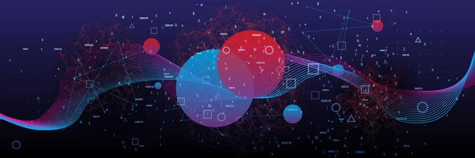 Artificial intelligence, big data visualization with plexus effect. Quantum イラスト素材