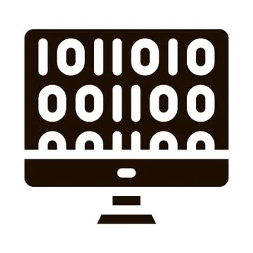 Artificial Intelligence Binary Code glyph icon 库存插图