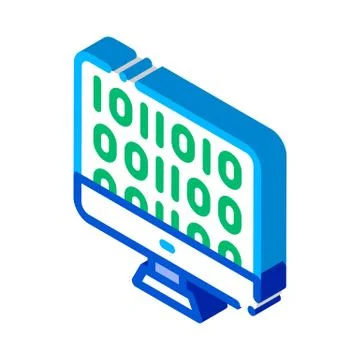 Artificial Intelligence Binary Code isometric icon vector illustration Stock Illustration