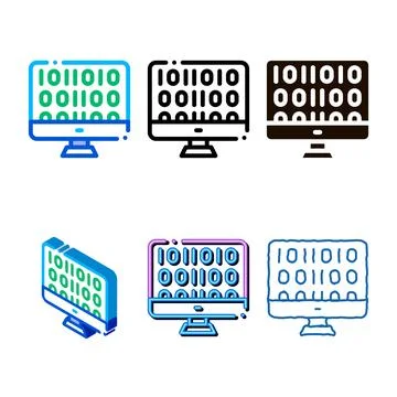 Artificial intelligence binary code vector icon looks イラスト素材
