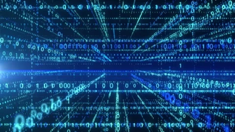 Artificial intelligence binary number string and information flow line rolli Video stock 245250677